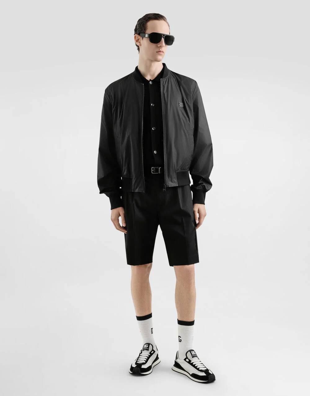 Technical fabric bomber jacket